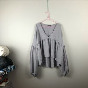 Shein | high low balloon sleeve blouse